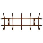 Вешалка для одежды металлическая 5 крючков 48,4х18,8см, настенное крепление, медный антик