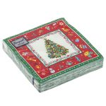 Салфетки бумажные Bouquet de Luxe 24х24 3 слоя 25л "Новогодняя сказка на красном"