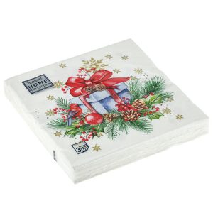 Салфетки 33х33, 3слоя, 20л, Bouquet Home Collection Classic, "Подарок на Новый год"