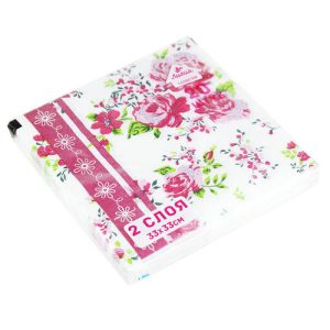 Салфетки бумажные 33х33см "Лилия", 2-х слойные, 20 штук в упаковке, цветочный роман