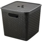 Корзина для хранения Keeplex Rattan со съемной крышкой 21л квадратная 30х30х28см темный каштан