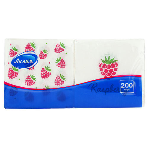 Салфетки бум 24х24 "Лилия" 200шт/уп 1сл Микс 15: Малина + Малинки — изображение 2