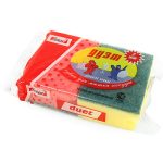 Губка для посуды "Дуэт" 9х7х4,5см, поролон, абразивная фибра, набор 2шт