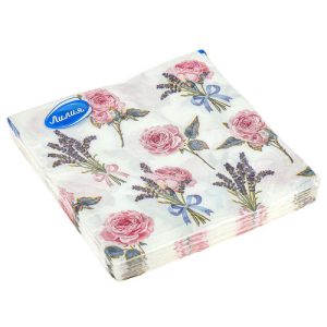 Салфетки бумажные 33х33см "Лилия", 2-х слойные, 20 штук в упаковке, "Очарование"