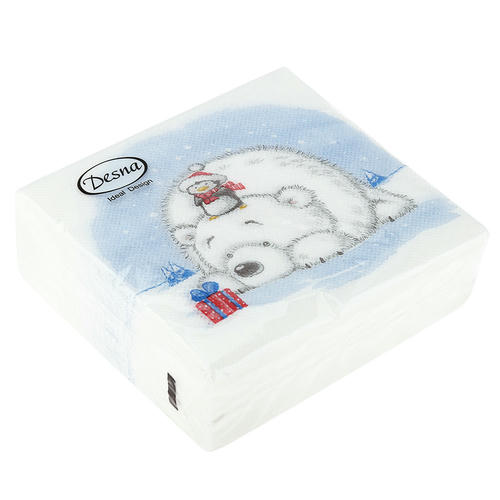 Салфетки 24*24 1сл 40шт Desna Design "Мишка и пингвин"