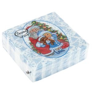 Салфетки 24*24 1сл 40шт Desna Design "Дед Мороз и Снегурочка"