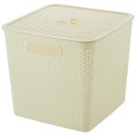 Корзина для хранения Keeplex Rattan со съемной крышкой 21л квадратная 30х30х28см белое облако