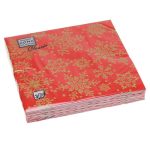 Салфетки 33х33, 3слоя, 20л, Bouquet Home Collection Classic, "Золотые снежинки на красном"