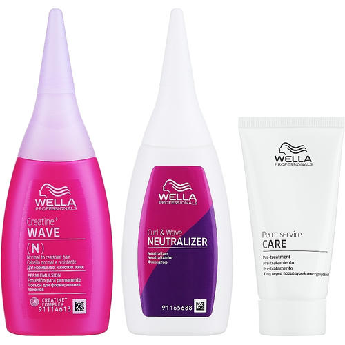 Набор для завивки нормальных и жестких волос, Wella Professionals Creatine+ Wave (h/lot/75ml + h/neutr/100ml + treatm/30ml) — изображение 2