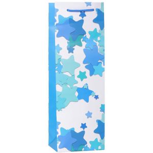 Пакет бумажный Звезды голубые 12х36см