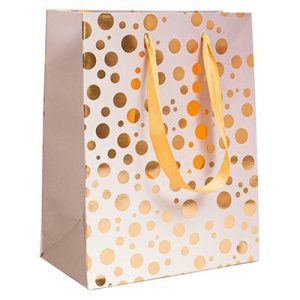 Пакет бумажный Горошек золотой 18х23см