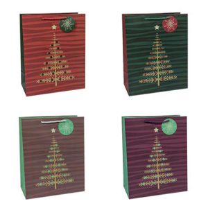 Пакет бумажный подарочный Елка глиттер микс26х32см