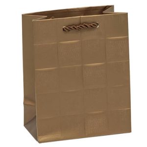 Пакет бумажный подарочный Квадраты бронз 12х15см