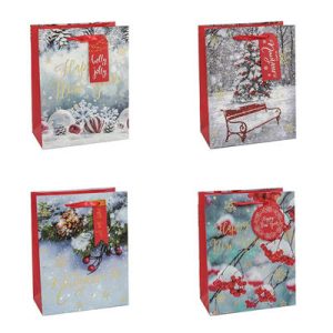 Пакет бумажный подарочный HNY глиттер микс 18х23см