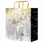 Пакет бумажный Новый год Украшения золотые 18х23см