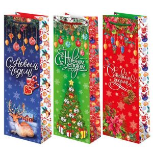 Пакет бумажный С НОВЫМ ГОДОМ 12х36см