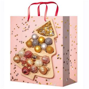 Пакет бумажный Новый год Елка яркое конфетти 14х20см