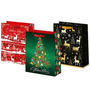 Пакет бумажный Новый год Олени 26х32см