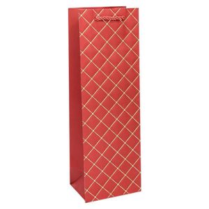 Пакет бумажный подарочный Ромб красный 12х36см