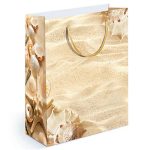 Пакет бумажный Песочный с ракушками 18х23см