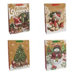 Пакет бумажный подарочный Крафт Новый год микс 33х45см