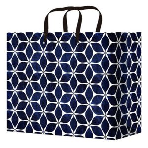 Пакет бумажный Синие узоры 26х33см