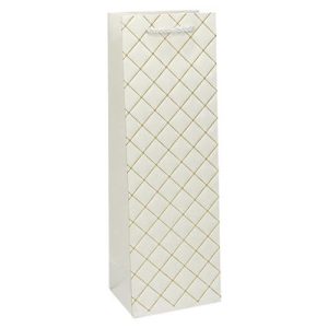 Пакет бумажный подарочный Ромб белый 12х36см