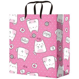 Пакет бумажный Влюбленные котики 15х12см