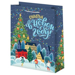 Пакет бумажный Новый год Зимний город 41х56см