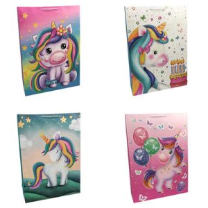 Пакет бумажный подарочный Единорог микс 51х72м