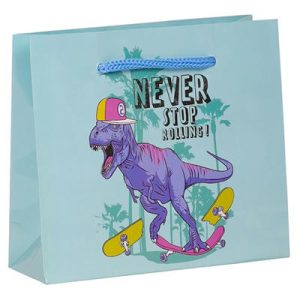 Пакет бумажный Модный Динозавр 27х23см