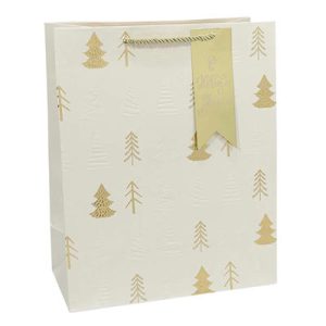 Пакет бумажный подарочный Елочки зол 26х32см