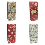 Пакет бумажный подарочный Новый год глиттер микс 14х35см