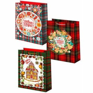 Пакет бумажный Новый год Имбирный пряник 14х20см