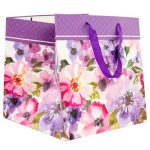 Пакет бумажный Цветы фиолетовые 30х30х30см