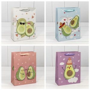 Пакет бумажный подарочный Авокадо 3D микс 18х23см