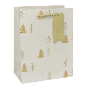 Пакет бумажный подарочный Елочки зол 18х23см