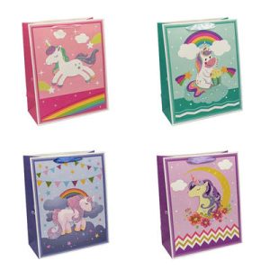 Пакет бумажный подарочный Единорог 3D микс 26х32см