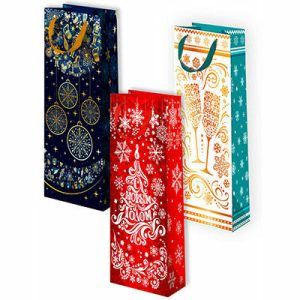 Пакет бумажный Новый год Узоры 15х36см