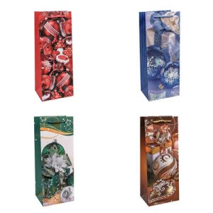 Пакет бумажный подарочный Игрушки елоч микс14х35см