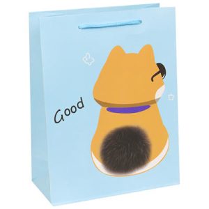 Пакет бумажный Котик стильный рыжий 31х40см