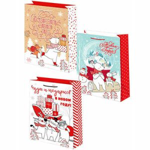 Пакет бумажный Новый год Рисунок 22х31см