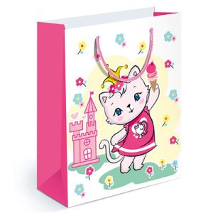 Пакет бумажный Кошка принцесса 18х23см