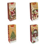 Пакет бумажный подарочный Крафт Новый год микс 14х35см
