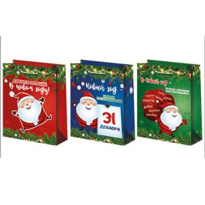 Пакет бумажный НОВЫЙ ГОД Санта 18х23см