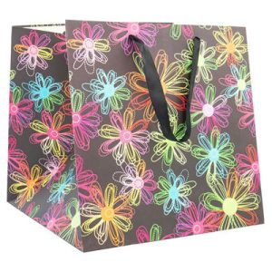 Пакет бумажный Ромашки электрик 30х30х30см