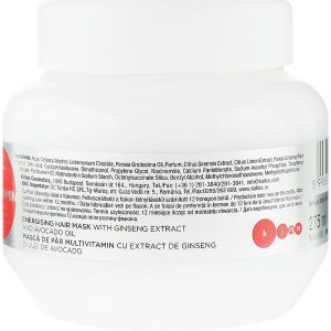 Kallos Cosmetics Energising Hair Multivitamin, Маска для волос с экстрактом женьшеня и маслом авокадо