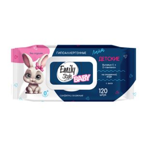 Emily Style Влажные салфетки ДЕТСКИЕ, лайт, розовые/голубые,120 шт.