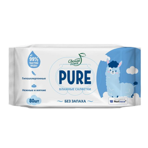 СВЕЖАЯ НОТА Влажные детские салфетки, PURE без запаха (15шт./80шт./120шт.) — изображение 2