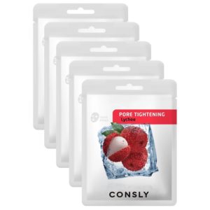 Consly Маска тканевая с экстрактом личи - Lychee pore-tightening mask pack, 5шт*20мл